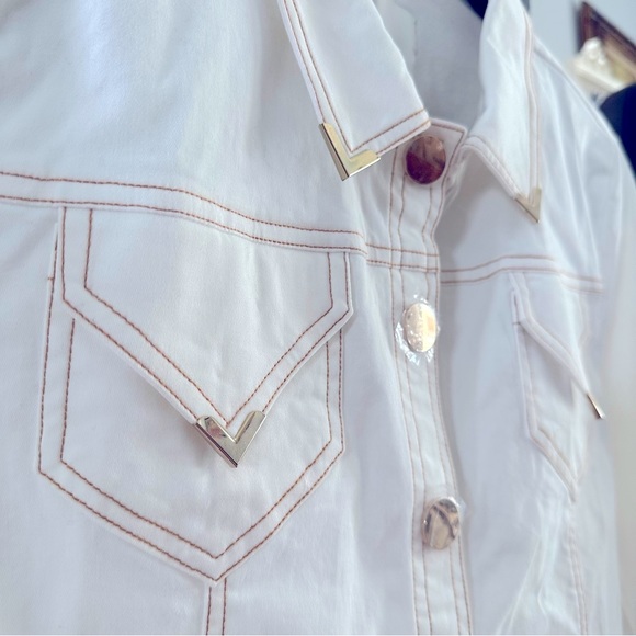 NWT Spanner Gold embellished cream jean jacket XS - Picture 5 of 9